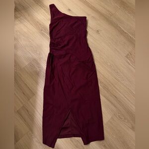Lalavon Merlot One Shoulder Dress